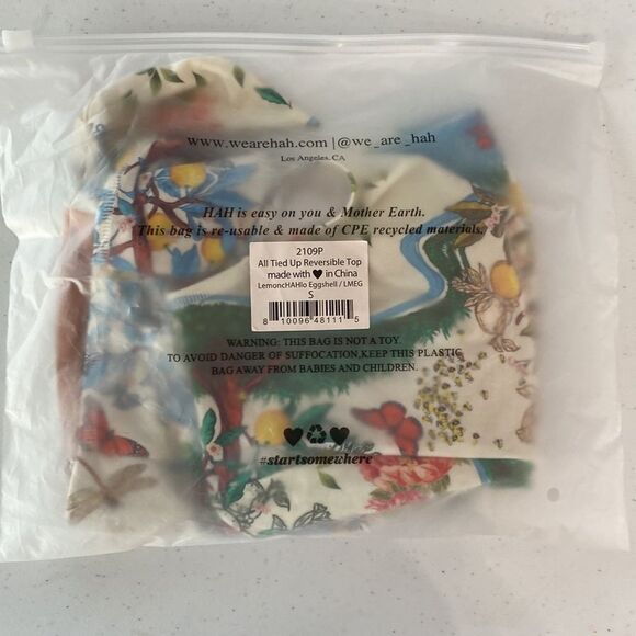 We Are Hah Free People All Tied Up Reversible Lemon Print Swim Top Tie Front - Picture 12 of 14